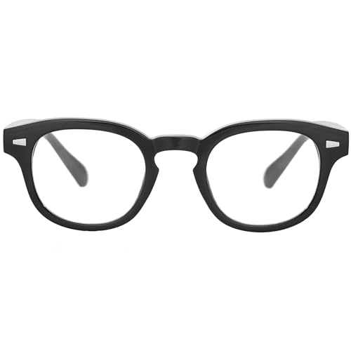 Kursan Small Round Black Glasses for Women Men Thick Frame Fashion Clear Lens Blue Light Glasses (01 Bright Black, 45MM)