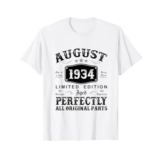 Regalo 90 Años Cumpleaños Hombre Original Agosto 1934 Camiseta