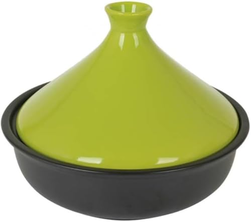 liritobor 日本タジン鍋 キッチン用品 スープ鍋兼蒸し器 家庭用セラミック製 (耳がない,小/グリーン)