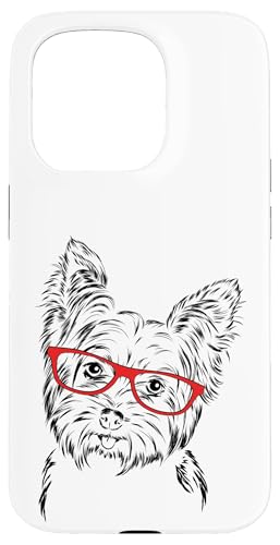 Womens Girls Nerdy Red Glasses Yorkshire Terrier Dog Lover �X�}�z�P�[�X iPhone 15 Pro �p