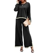 Combinaison En Tricot 2 Pièces Pour Femme - Tenue De Loisirs - Col En V - Pantalon Côtelé à Manches Longues - Pull En Tricot Pantalon Droit - Tenue De Maison