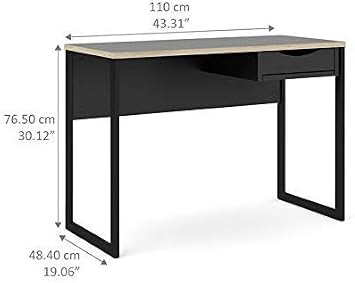 Tvilum One Drawer Desk, Black Matte/Oak Structure