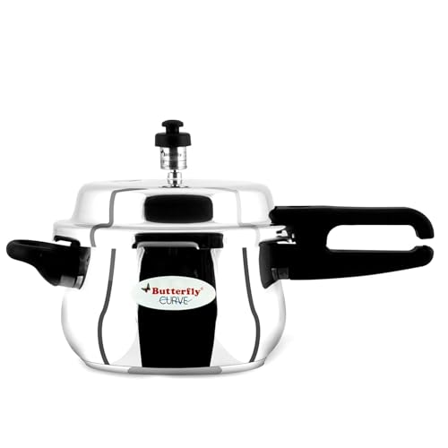 Butterfly Curve 3 Litres Pressure Cooker | Outer Lid | Stainless Steel | Induction & Gas Stove Compatible | ISI Certified | 5 Years Manufacturer's War