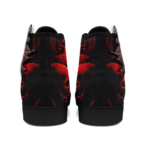 Men's Gothic Winged High-Top Canvas Sneakers Red Skull Leather Wings Fashion Unisex Halloween Punk Style Walking Shoes4