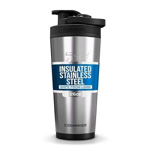 Ice Shaker Stainless Steel Insulated Water Bottle Protein Mixing Cup (As seen on Shark Tank) | Gronk Shaker | (Silver 26oz)