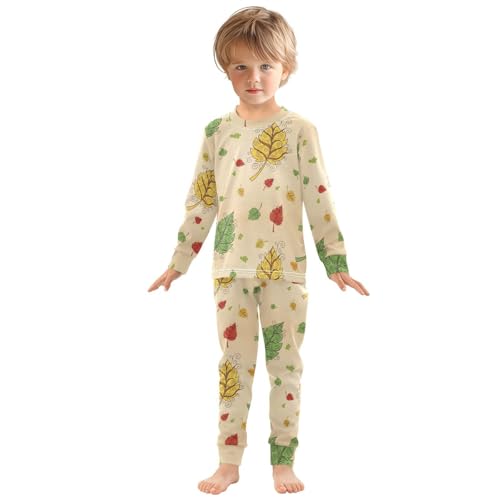 Pajama Sets Long Sleeve Autumn Leaves Funny Soft Comfy Sleepwear 2 Piece PJS 3-8T2