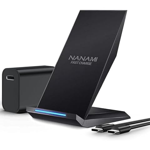 NANAMI Fast Wireless Charger with USB Phone Charger, Qi Certified Charging Stand with 20W PD Adapter Compatible iPhone 16/16 Plus/16 Pro/16 Pro Max/15/14/13/12,10W for Samsung Galaxy S24/S23/S22/S21 Cover
