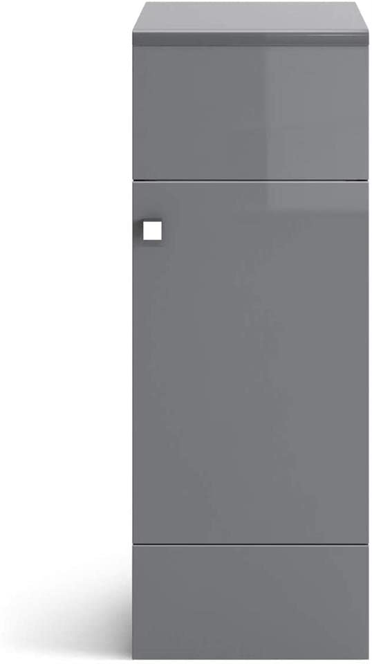 Modern Bathroom Gloss White Grey Cabinet Unit Storage Cupboard Single Door (Grey)