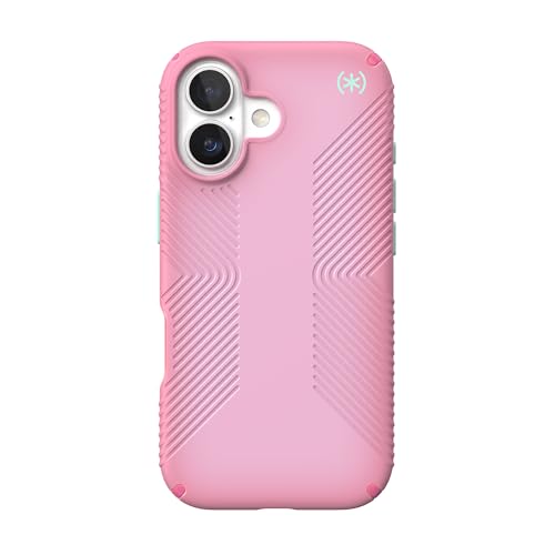 Image of Speck Presidio LUX Grip for iPhone 17 Case, MagSafe-Compatible, Slim Protective Case, IBIS Pink /Dark IBIS /KANOM Green