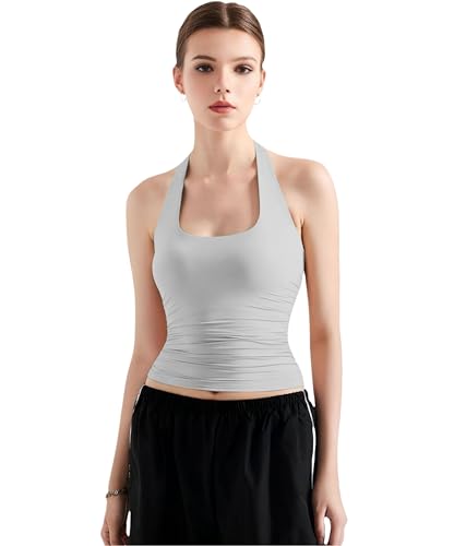 Image of SIGHTBOMB SOFTLINE Double Layer Seamless U Neck Halter Cuddle Baby Sleeveless Microfiber Active WEAR /Casual WEAR TOP for Women
