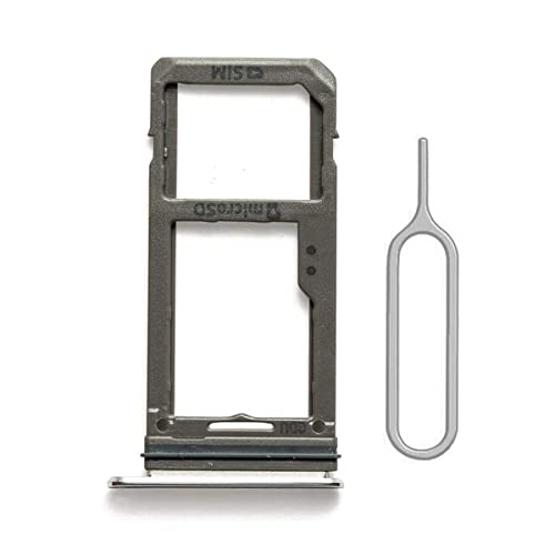 Perzework SIM Card Tray Holder Slot Replacement for Samsung Galaxy S8 and S8 Plus（Silver Waterproof Rubber Ring and Eject Pin (Single Sim Card Version)