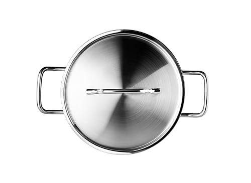 Cacerola - cacerola de 28 cm con tapa, fabricada en acero inoxidable, resistente y fácil de limpiar, ideal para cocinar todo tipo de platos.