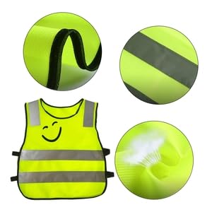 2 Odblaskowe Kamizelki dla Dzieci, 2 Odblaskowe Tagi, Kamizelka Odblaskowa, Ochrona w Nocy, Zielony, 42*47cm