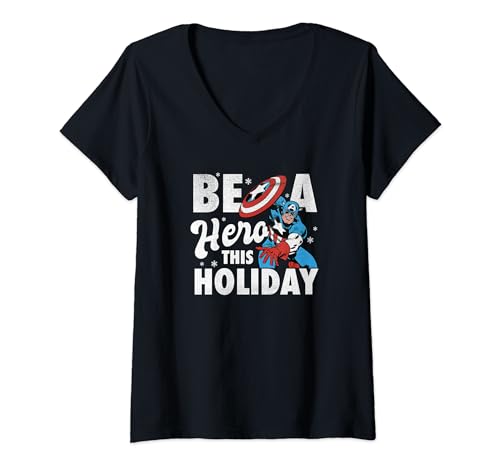 T-shirt Captain America de Noël vêtement Marvel col V homme hiver