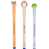 Mr. Wonderful Set de 3 Bolis Borrables Bo-Bo – Ardilla, Erizo y Cocodrilo con Tinta Azul para Clase