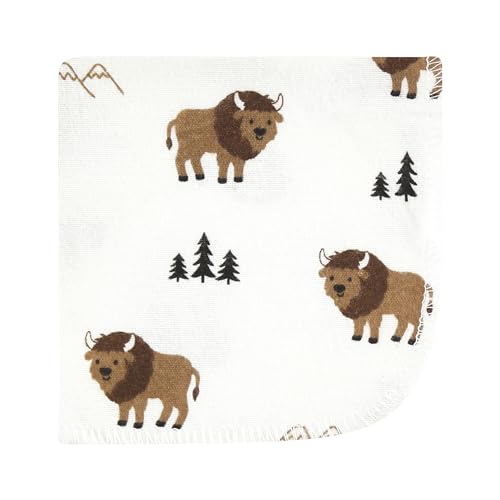 Image of Hudson Baby Unisex Baby Flannel Cotton Poly Washcloths, Wild Buffalo 12 Pack, One Size