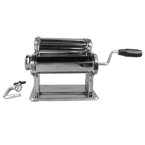 Pasta Maker, Pizza Dough Roller Stainless Steel Hand Crank Dough Roller with 7 Thickness Settings 0.5 to 2.5mm Dough Roller for Home Kitchen