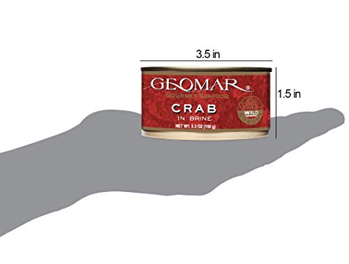 Crab in Brine By GEOMAR – 5.3 Ounce Canned Meat – Ready to Eat High Protein Sustainable Food – No Gluten – Directly from Chilean Patagonia – All Natural and Fresh Safely Preserved – Pack of 6