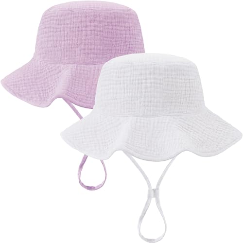 Image of Muslin Baby Sun Hat Sun Protection Baby Toddler Bucket Hats for Boys Girls