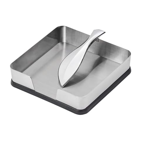 Kamenstein Horizontal Napkin Holder with Leaf Arm, 7-Inch, Stainless Steel Cover
