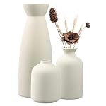 Keramik Vasen 3er-Set, Deco Matte Vasen für Pampasgras Getrocknete Blumen, Vasen Deko Tisch Bücherregal, Bauernhaus rustikale Kaminsims & Bücherregal Dekoration Vasen