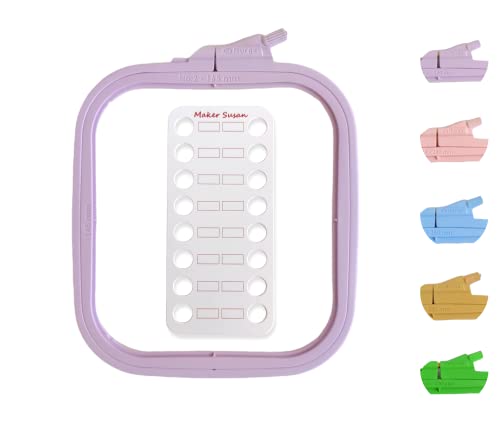 Nurge Lilac Small Square Embroidery Hoop, Cross Stitch Hoops, Punch Needle Hoop With Maker Susan Thread Floss Organizer Cards (Lilac, No:2 (Small)) #TOP8