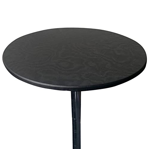 Nappe de Table Ronde, Nappe de Protection en Polyester, Housse de Plateau Tournant élastique Imperméable,Housse de Table sans Lavage et Lavable avec Bord élastique,Noir,60cm Diameter Cover