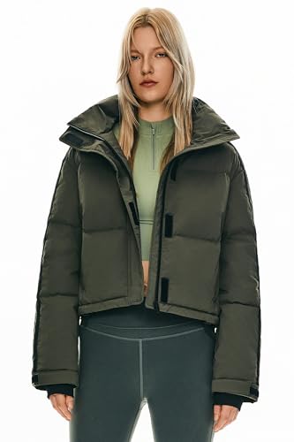 Orolay Women's Cropped Puffer Jacket Winter Stand Collar Quilted Down Coat Warm Fashion Zip Up Outerwear with Pockets3