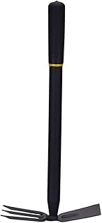 Suporun 2 em 1 enxada dupla pequena ferramenta de jardinagem forte afiada capina e afrouxamento do solo ferramenta manual alça confortável cabeça de aço ancinho enxada de jardim preto