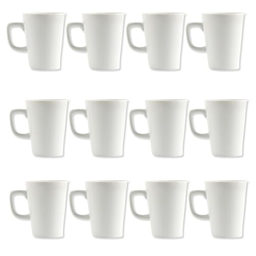 White Ceramic Latte Mugs, 12oz/350ml, Set of 12, for Tea & Coffee etc