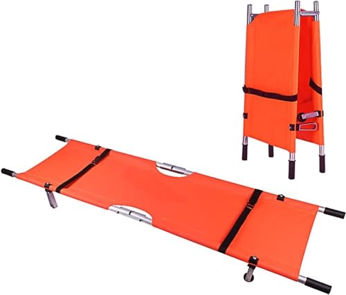 Civière d'ambulance pliante en aluminium avec poignées et pieds caoutchouc