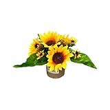 ZGXNYI 5 STÜCKE 30 cm Künstliche Rose Bonsai Faux Kunststoff Blatt Kleine Gefälschte Pflanze Reben Gewebt Blumentopf Künstliche Pflanze for Schreibtisch Dekor Büro Desktop-Topfpflanzen(Yellow02-30CM)