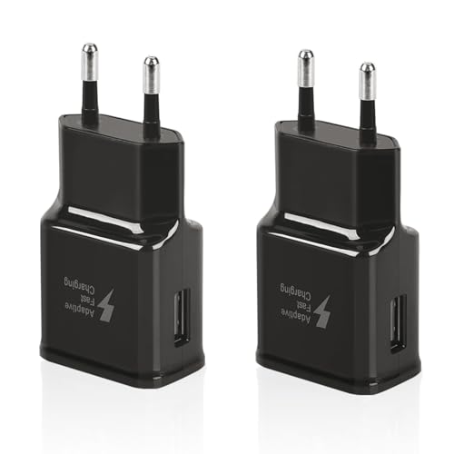 2-Pack Caricabatterie USB Compatibile con Samsung Galaxy S21 S20 S10 S9 S8 S7 S6 Edge/Plus/Active A15 A13 A14 A20e A34 A55 A54 Note 9/8 e altri Smartphone, Alimentatore USB a Caricatore Rapido