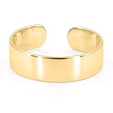 Sterling Silver Simple Band Ring Open Ring Ajustable Wide Band Line Rings (Single Band-Yellow Gold)