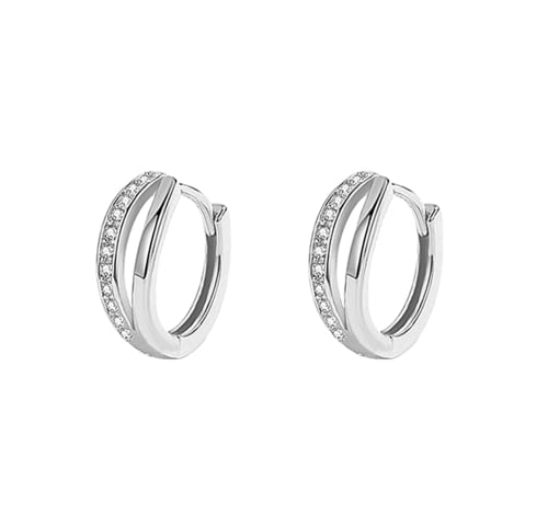 EVELYN Creolen Ohrringe 925er Sterling Silber für Damen, Zweireihige...