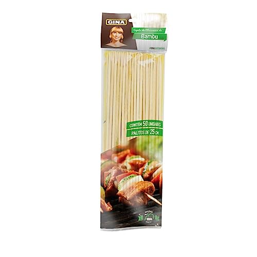 Espeto de Bambu natural 25cm para Churrasco Doces 50 Unidades Gin...