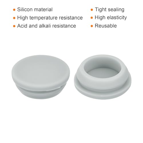 Image of MECCANIXITY 6pcs Silicone Snap in Locking Hole Plugs,22mm /0.9 Inch Mounting Diameter Narrow Groove Width 2.5mm Panel Seal Cover Round for Kitchen Bulkheads Waterproof Sealing Plugs Grey