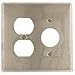 Mulberry 97572 430 Stainless Steel Standard Size 2-Gang Combination Wallplate (1) Duplex Receptacle (1) Single Receptacle