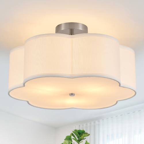 Widluth Chrome Semi Flush Mount Ceiling Light, 3-Light Petal Fixture