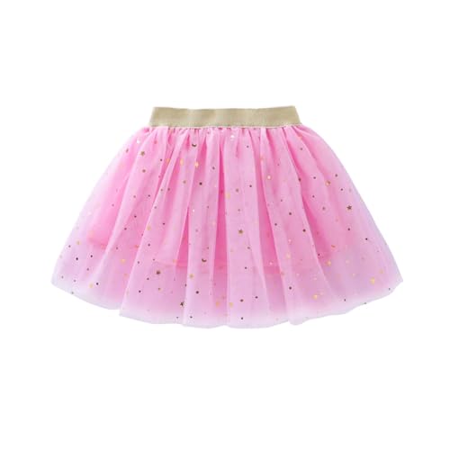 2025 Falda tutú de tul para niños con estampado de purpurina, falda de fiesta de princesa de estrella para niñas de 1 a 10 años Pantalones cortos bebé niña, Rosa., 3-4 años