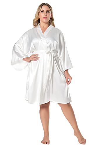 Image of EPLAZA Women Silky Satin Robe Wedding Bridal Party Bride Bridesmaid Robes Kimono Loungewear Dressing Gowns