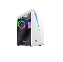 Nfortec Lynx Gaming-Turm, kompatibel mit ATX, Mini-ATX, ITX und RGB-Lüfter auf der Rückseite, Weiß RGB (gehärtetes Glas), NF-CS-Lynx-W