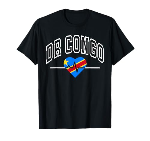 DR Congo Flag Vintage Throwback Heartbeat T-Shirt