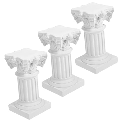 Lurrose 3pcs Mini Greek Pillar Candle Holders Resin Tealight Stands Decorative Roman Columns for Home Wedding Table Centerpiece Rustic Farmhouse Micro Landscape Ornaments