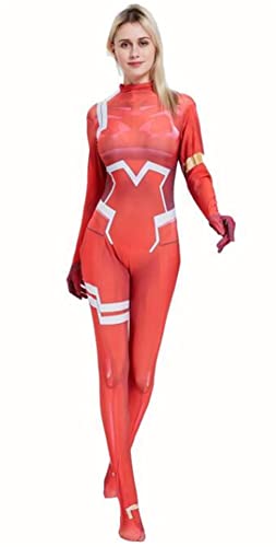 Halloween Cosplay Costume Superhero Spandex Jumpsuit Bodysuit Costume Mask 3D Style Cosplay Suit (Red, Adult-L(Height:65-67Inch))