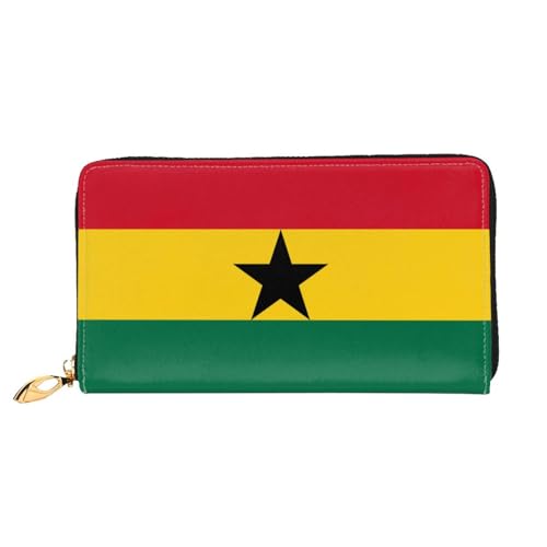 Flag of Ghana Long leather wallet - with zipper - portable and waterproof, suitable for office, study and daily use