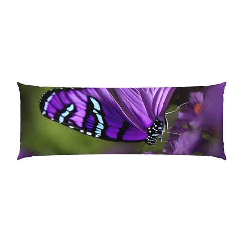 Taie d'oreiller longue papillon violet | Housse de coussin de corps esthétique - 3