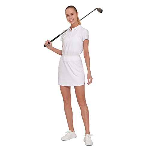 M Moteepi 16" White Tennis Skirt For Women With 4 Pockets High Waisted Active Skort With Shorts M #TOP2