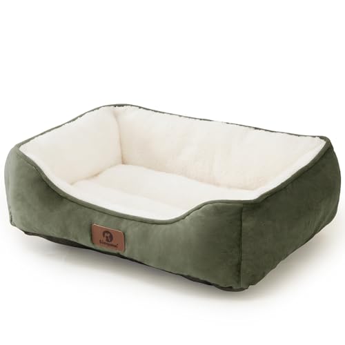 Sunquinn 猫 犬 ベッド 猫ベッド 冬 ふわふわ 犬用 ペットベッド 吸湿発熱 保温 洗える 滑り止め クッション 暖かい 寒さ対策 丸洗いOK スクエア型（外寸60Lx50Wx15Hcm グリーン）