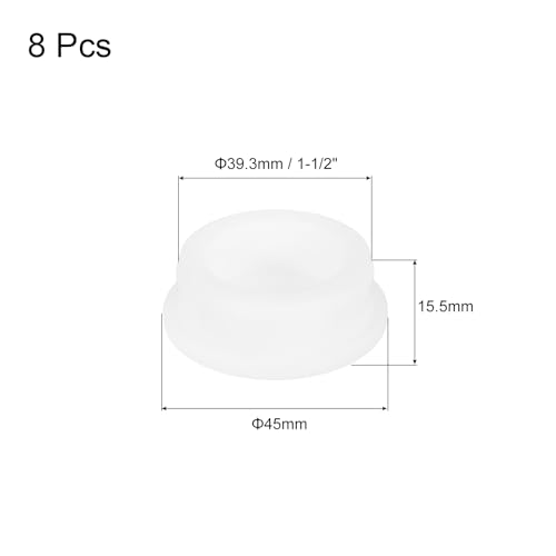 Image of MECCANIXITY 8Pcs T-Shaped Silicone Plugs 39.3mm 1-1 /2 Inch Dia Snap in Plug Hole Seal Cover Round Rubber Stopper for Kitchen Rubber Bulkheads Waterproof Sealing Plugs White